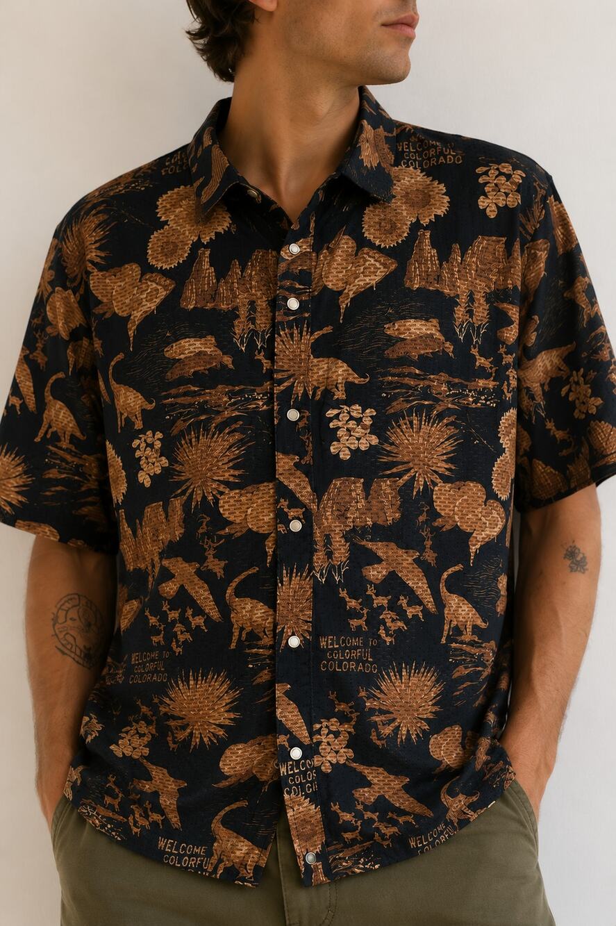 Pearl Izumi Colorado Scenic Novelty Short Sleeve Cycling Button Up Shirt-XXL
